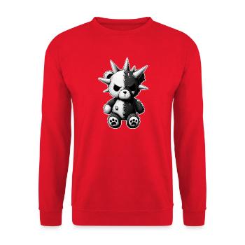Split Skull Plüschbär Punk - Unisex Pullover - Rot - Vorne - Alina (178cm) & Michal (187cm)
