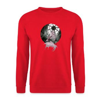Magische Meerjungfrau im Unterwassertempel - Unisex Pullover - Rot - Vorne - Alina (178cm) & Michal (187cm)