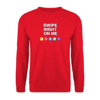 Swipe Right On Me - Dating Design - Unisex Sweatshirt - red - Front - Alina (178cm) & Michal (187cm)