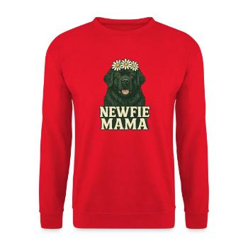 Florales Hundeliebhaber T-Shirt Newfie Mama - Unisex Pullover - Rot - Vorne - Alina (178cm) & Michal (187cm)