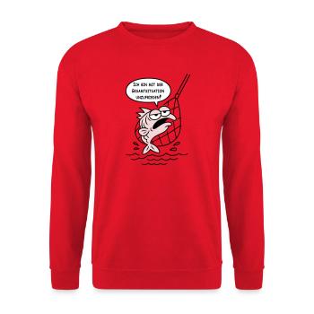 Mit der Gesamtsituation unzufrieden! WUNSCHFARBEN! - Unisex Pullover - Rot - Vorne - Alina (178cm) & Michal (187cm)