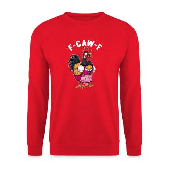 F-CAW-F Crow Drôle de dicton d’Halloween - Sweat-shirt Unisexe - rouge - Devant - Alina (178cm) & Michal (187cm)