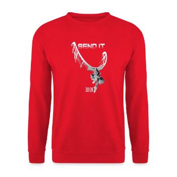 Send It Skelettdrache Grunge - Unisex Pullover - Rot - Vorne - Alina (178cm) & Michal (187cm)