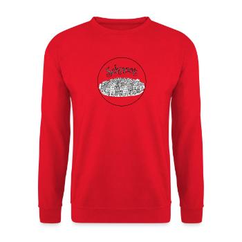 Bremen Schnoorviertel – Vieille ville nostalgique d’Illu - Sweat-shirt Unisexe - rouge - Devant - Alina (178cm) & Michal (187cm)