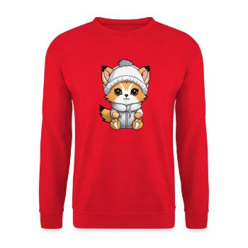 Fuchs Winter Comic - Unisex Pullover - Rot - Vorne - Alina (178cm) & Michal (187cm)
