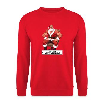 Kraftvoller Santa: Nicht mein Weihnachten - Unisex Pullover - Rot - Vorne - Alina (178cm) & Michal (187cm)