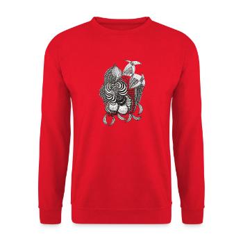 Black and White Line Blossom – Design d’ornements - Sweat-shirt Unisexe - rouge - Devant - Alina (178cm) & Michal (187cm)