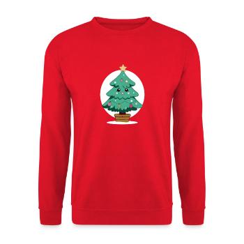 Kawaii Christmas Tree - Unisex Sweatshirt - red - Front - Alina (178cm) & Michal (187cm)