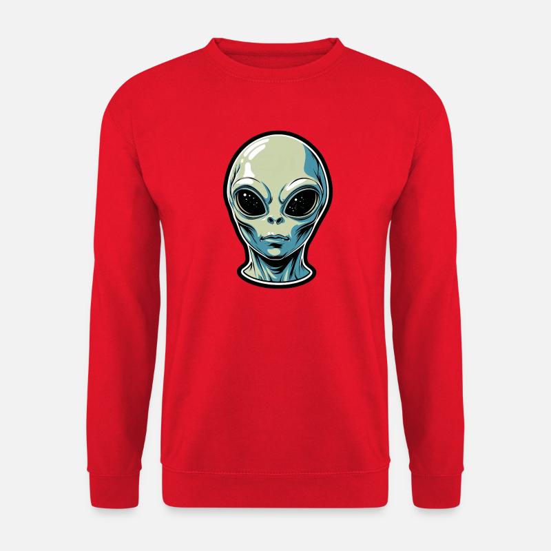 Alien Kopf Illustration - Unisex Pullover - Rot