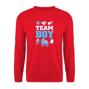 Gender Reveal Team Boy - Unisex Sweatshirt - red - Front - Alina (178cm) & Michal (187cm)