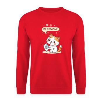 Chat Kawaii Créatif - Sweat-shirt Unisexe - rouge - Devant - Alina (178cm) & Michal (187cm)