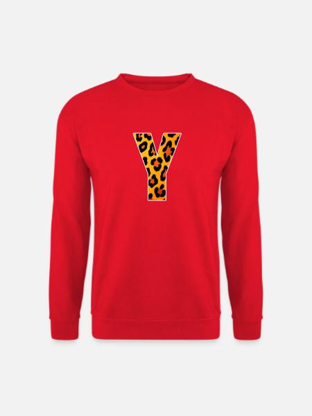 Leopard Y Letter Print - Unisex Sweatshirt - red