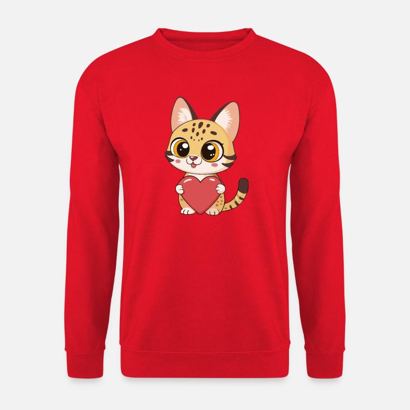 Bezauberndes Rotherz-Kätzchen - Unisex Pullover - Rot