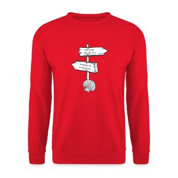 Illustration de coquillage de poteau de signalisation Camino - Sweat-shirt Unisexe - rouge - Devant - Alina (178cm) & Michal (187cm)