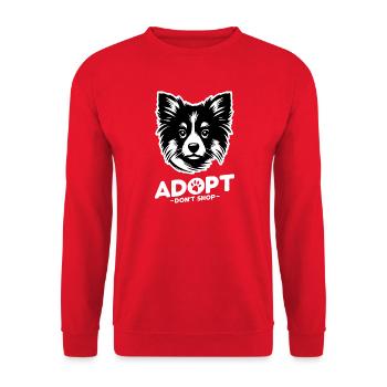 Adoptieren, nicht einkaufen 3 (dunkel) - Unisex Pullover - Rot - Vorne - Alina (178cm) & Michal (187cm)