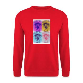 Alpaka l PopArt Vierfach Portrait - Unisex Pullover - Rot - Vorne - Alina (178cm) & Michal (187cm)