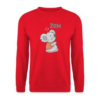 Koala Zen in Orange Sweater - Unisex Sweatshirt - red - Front - Alina (178cm) & Michal (187cm)