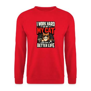 Je travaille dur pour que mon chat ait une vie de luxe - Sweat-shirt Unisexe - rouge - Devant - Alina (178cm) & Michal (187cm)