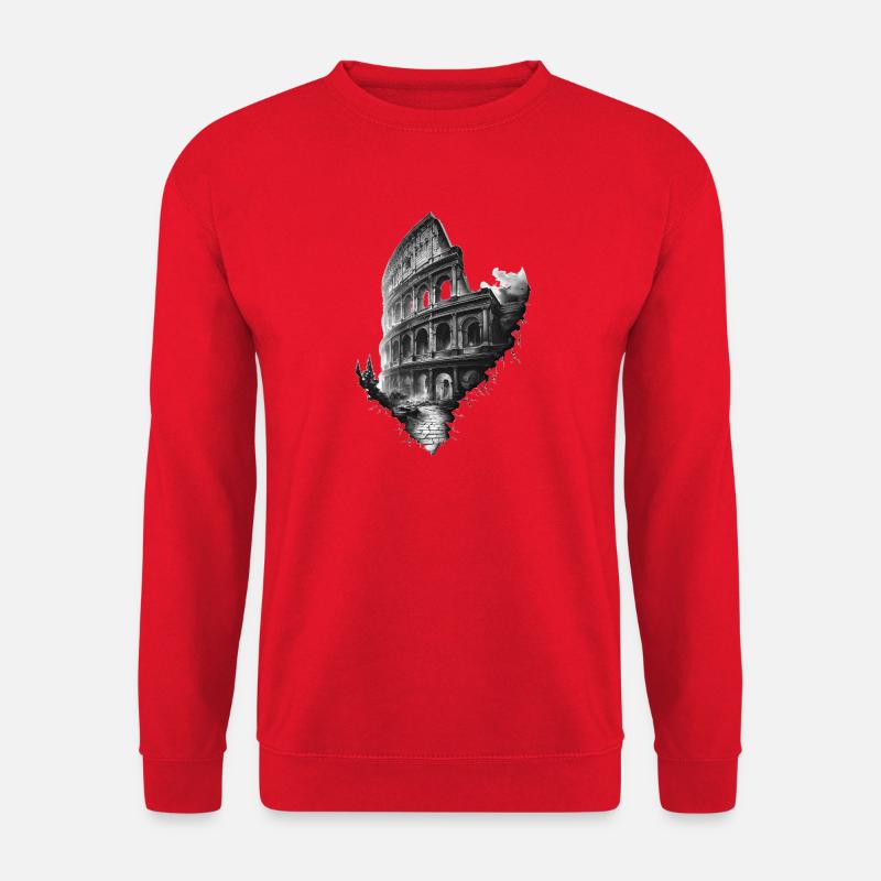 Ätherisches schwarz-weißes Kolosseum - Unisex Pullover - Rot