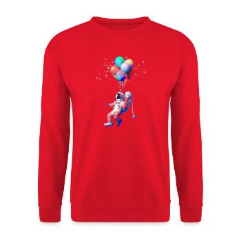 Astronaut Ballonflug - Unisex Pullover - Rot - Vorne - Alina (178cm) & Michal (187cm)