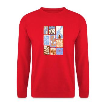 Abstrakte botanische Muster - Unisex Pullover - Rot - Vorne - Alina (178cm) & Michal (187cm)