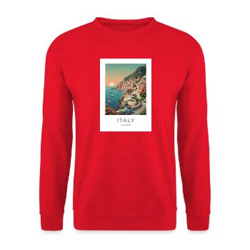 Italia Coastal Magic Motorcycle - Unisex Sweatshirt - red - Front - Alina (178cm) & Michal (187cm)