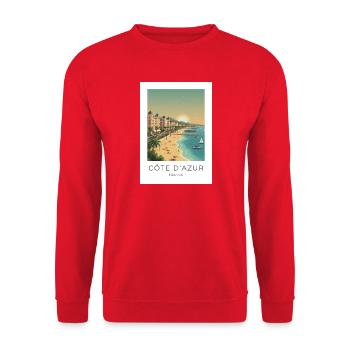 Côte d’Azur Riviera Sommerstrand - Unisex Pullover - Rot - Vorne - Alina (178cm) & Michal (187cm)