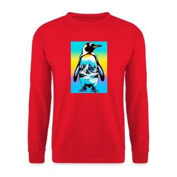 penguin - Unisex Sweatshirt - red - Front - Alina (178cm) & Michal (187cm)