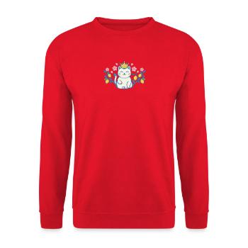 Chat avec une couronne parmi les fleurs - Sweat-shirt Unisexe - rouge - Devant - Alina (178cm) & Michal (187cm)