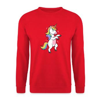 Danse de la Licorne Arc-en-ciel et Scintillante - Sweat-shirt Unisexe - rouge - Devant - Alina (178cm) & Michal (187cm)