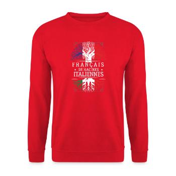 Francais De Racines Italiennes T-Shirt Cadeau H... - Sweat-shirt Unisexe - rouge - Devant - Alina (178cm) & Michal (187cm)
