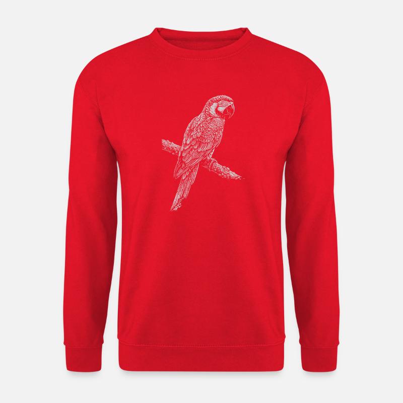 Papageien-Silhouette auf dem Ast - Unisex Pullover - Rot