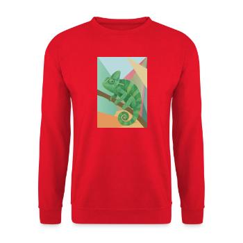 Style géométrique du Caméléon Vert - Sweat-shirt Unisexe - rouge - Devant - Alina (178cm) & Michal (187cm)