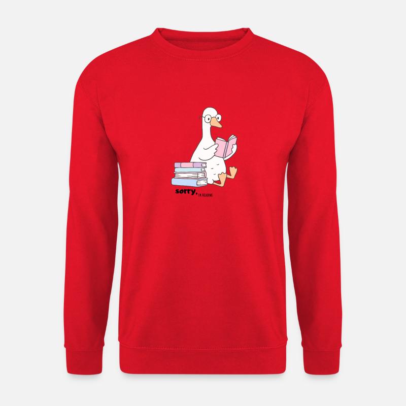 Lesende Gans mit Brille - Unisex Pullover - Rot