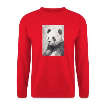 Geometrischer Panda Polygon Art  - Unisex Pullover - Rot - Vorne - Alina (178cm) & Michal (187cm)