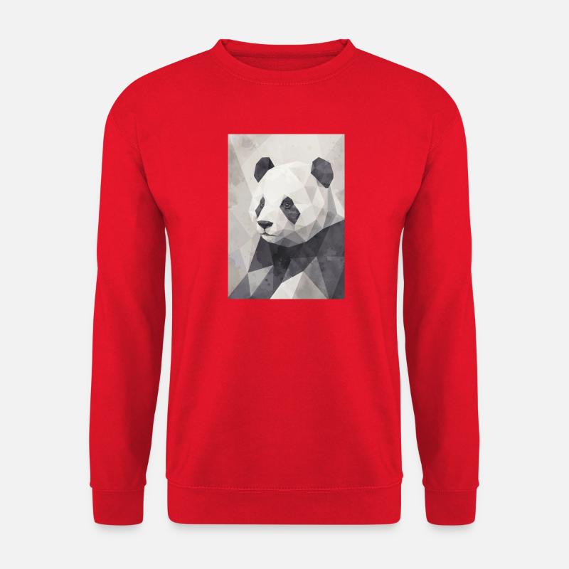 Geometrischer Panda Polygon Art - Unisex Pullover - Rot