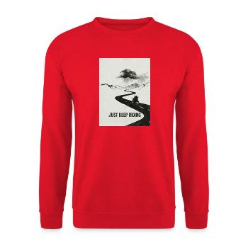 Just Keep Riding Motorcycle Adventure - Unisex Sweatshirt - red - Front - Alina (178cm) & Michal (187cm)