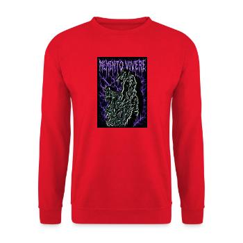 Memento Vivere – Démon biomécanique du cyber grunge - Sweat-shirt Unisexe - rouge - Devant - Alina (178cm) & Michal (187cm)