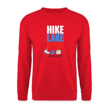 Hike Lake Apero French Alps Summer Travel Saying - Unisex Sweatshirt - red - Front - Alina (178cm) & Michal (187cm)