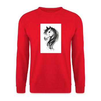 Tête de cheval peinte - Sweat-shirt Unisexe - rouge - Devant - Alina (178cm) & Michal (187cm)
