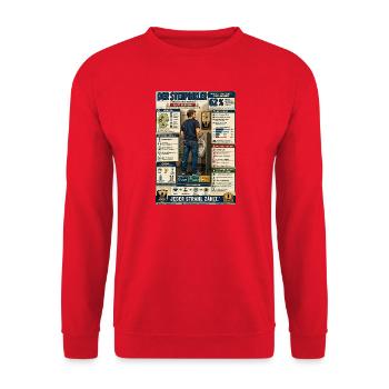 Der Stehpinkler – jeder Strahl zählt - Unisex Pullover - Rot - Vorne - Alina (178cm) & Michal (187cm)
