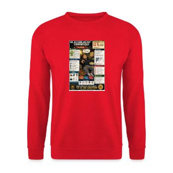 Ich schaue nur kurz – Prokrastination - Unisex Pullover - Rot - Vorne - Alina (178cm) & Michal (187cm)