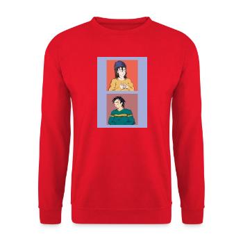 Deux illustrations et différentes émotions - Sweat-shirt Unisexe - rouge - Devant - Alina (178cm) & Michal (187cm)