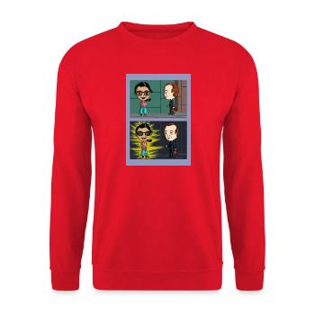 Eine kurze Geschichte in zwei Illustrationen - Unisex Pullover - Rot - Vorne - Alina (178cm) & Michal (187cm)
