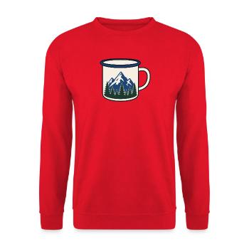 Bergwald Kaffeetasse Motiv - Unisex Pullover - Rot - Vorne - Alina (178cm) & Michal (187cm)