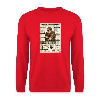 Der Geizhals – jeder Cent zählt - Unisex Pullover - Rot - Vorne - Alina (178cm) & Michal (187cm)