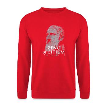 Zeno of Centium Pixel Portrait - Unisex Sweatshirt - red - Front - Alina (178cm) & Michal (187cm)