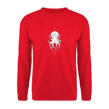 Florale Oktopus-Mandala - Unisex Pullover - Rot - Vorne - Alina (178cm) & Michal (187cm)