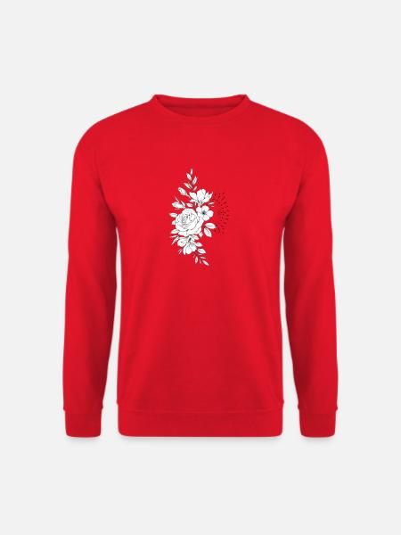 Roses in black and white floral design - Unisex Sweatshirt - red