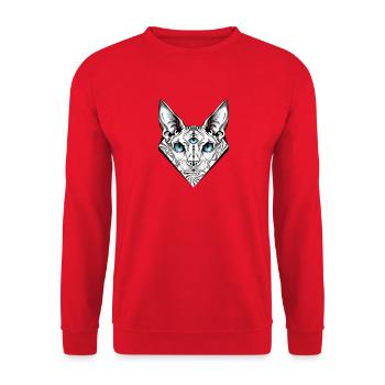 Blaue dreiäugige Sphinx - Unisex Pullover - Rot - Vorne - Alina (178cm) & Michal (187cm)